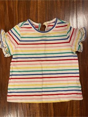 GAP 18-24 month  Girls' Rainbow Stripe Short Sleeve Top - White
